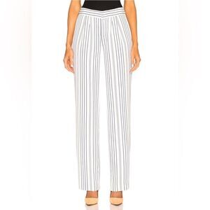 FRAME Blue Striped Wide-Leg Soft Trouser Pants Off White Multi NWT Size 8